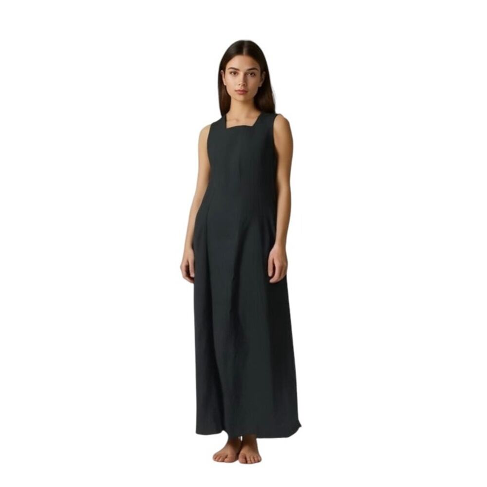 Tommy Bahama Linen Silk Elegant Black Sleeveless Maxi Dress